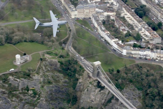 The UK’s first A400M Atlas has been named “City of Bristol” by the Royal Air Force in a rare honour to highlight the important role industry in the city has played in the delivery of the aircraft. Click here to read more. Pictured, the RAF Atlas A400M aircraft named 'City of Bristol' flies over the Clifton Suspension Bridge. [Picture: Airbus] 