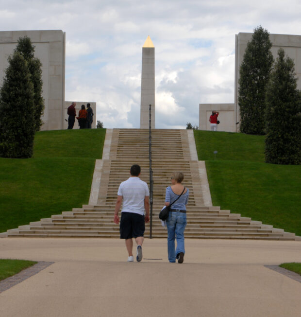 The Armed Forces Memorial within the National Memorial Arboretum at Arelwas, Staffordshire. The National Memorial Arboretum, supported by The Royal British Legion, honours the fallen, recognises sacrifice and fosters pride in the country.