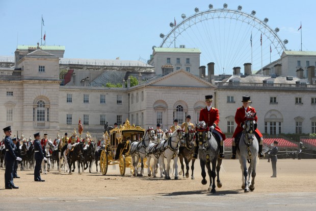 Horses escorting the Queen on her way back to the Palace after the State Opening of Parliament.
