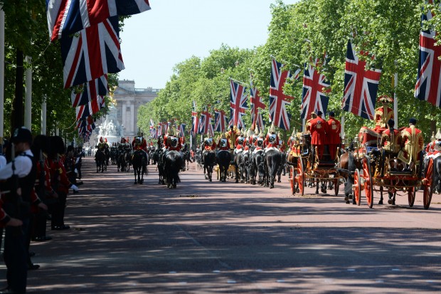 Royal Carriage as it journeys back to Buckingham Palace, after the State Opening of Parliament.