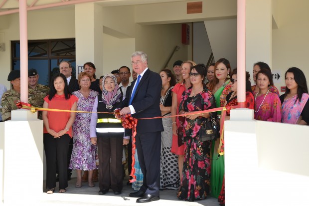 Defence Secretary Michael Fallon opens new accommodation block at Brunei Garrison, the home of 1 Royal Gurkha Rifles. 