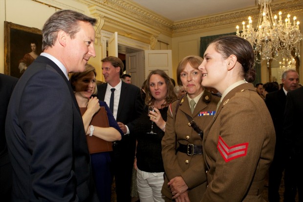Corporal Anna Cross meets Prime Minister David Cameron at the reception
