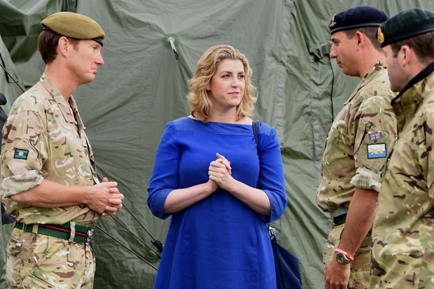 Seen- Min AF speaks to officers in the Advance HQ. The Army displayed their capability today on Salisbury Plain with a full size mock Field Hospital during Exercise Griffin Herald. The event was hosted by Force Troops Command and Minister Armed Forces Penny Mordaunt MP was there to inspect the equipment and troops on display which included a ward similar to those in Sierra Leone for victims of Ebola. A number of Operational Honours and Awards were announced today for soldiers who deployed to SL on Operation GRITROCK. Pic - Richard Watt