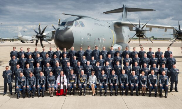 Parade to commemorate the official stand-up of LXX Sqn and the presentation of its new Standard at Royal Air Force Brize Norton on 23 Jul 15. HRH The Princess Royal was the Reviewing Officer for the Parade, with CAS as the Guest of Honour and AOC 2 Gp, the Stn Cdr, Head of Establishment (HoE) and Chaplain-in-Chief in attendance.