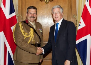 Brigadier Kevin Beaton meets Defence Secretary Michael Fallon at Downing Street