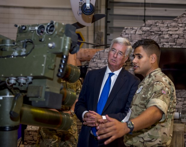 Defence Secretary Michael Fallon visits todays Defence Security Equipment International (DSEI) held bi-annually at the Excel Centre, London.