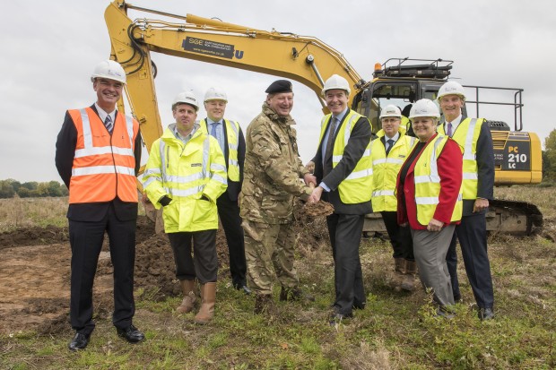 Construction work on the new £83 million military logistics centre in Donnington has been officially started by Defence Minister Philip Dunne. The 80,000 square metre building will store food, clothing, general and medical supplies, providing the military with state of the art logistics, commodities and support services.It will also deliver more efficient and effective processes across the supply chain through better storage and streamlined distribution, enhancing the level of support provided to UK Armed Forces.The Defence Fulfilment Centre (DFC), to be run by Team Leidos, will take around one year to build and house two warehouses covering an area the same size as ten football pitches.