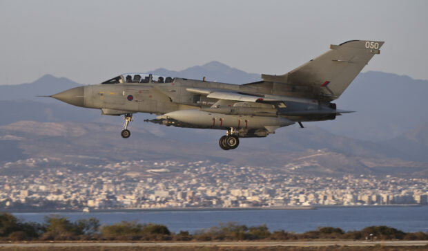 RAF Tornado GR4's on return to RAF Akrotiri Cyprus after an armed reconnaissance mission in support of OP SHADER. Royal Air Force Tornado GR4 aircraft have been in action over Iraq as part of the international coalition's operations to support the democratic Iraqi Government in the fight against ISIL.