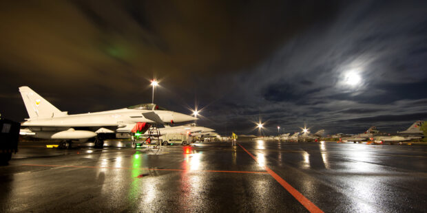 Description: 1(F) Sqn working during the night while taking part in Exercise Trident Juncture. Royal Air Force squadrons have been participating in the largest NATO exercise since 2002. They formed part of the 36,000 military personnel and 140 aircraft working together on Exercise Trident Juncture 2015 in Spain, Italy and Portugal. In a demonstration to NATO allies that the UK takes its collective defence obligations seriously, the RAF committed two squadrons of fast jets supported by airborne early warning and tanker aircraft to the exercise, developing joint and combined warfare skills with NATO allies and partner nations. Squadron Leader Stu Lawson is the chief planner for all the exercise air activity in Spain. He said: “This has been NATOs largest live exercise in over a decade. A year in the planning, bringing all the components together, integrating them and deconflicting with other aircraft to safely deliver large scale combined air operations has been a constant challenge. Personally it’s been a great deal of responsibility but fascinating to see a plan all come together.” Crown Copyright