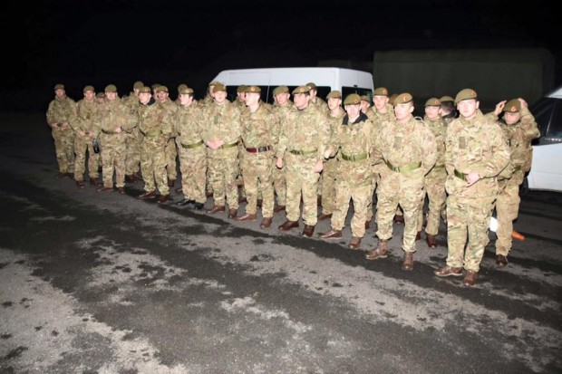 Blenheim Company, 2LANCS, forming up to deploy to Appleby this morning.