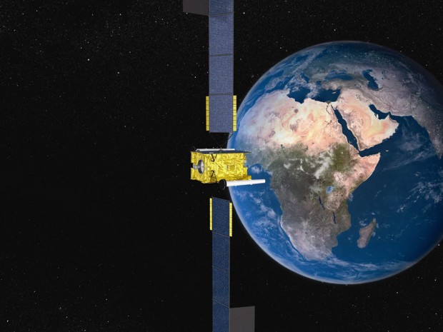 A computer generated image of the Skynet 5D satellite in orbit. A new satellite which will provide secure military communications for UK Armed Forces was successfully launched in December 2012. The extra lines of communication will benefit personnel deployed in Afghanistan and other parts of the world, including the Falklands, Cyprus and on ships at sea. It is the fourth satellite of the Skynet 5 project to be put into space since 2007 under a £4bn Private Finance Initiative (PFI) programme with Astrium, who built the satellite and service providers Astrium Services. The Skynet project sustains approximately 800 jobs between the companys sites in Stevenage, Portsmouth and Corsham, Wiltshire. When in space, Skynet 5D will travel at speeds of around 6,200 miles per hour and is expected to cover around 765 million miles during its time in orbit.