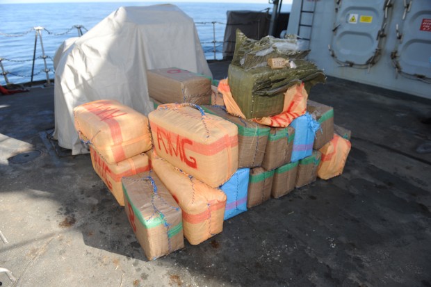 The crew of HMS Richmond have seized around £3m worth of cannabis during a security patrol in the Mediterranean. Crown Copyright. 