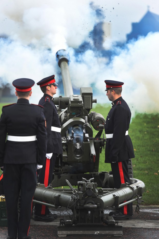 Gunners of 207 (City of Glasgow) Battery Royal Artillery fire a Gun Salute on Glasgow Green to mark 100 years since the Battery ensured the safe withdrawal of ANZAC and Commonwealth forces from Gallipoli. 