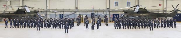  Tuesday 12 January marked 100 years since the formation of 33 Squadron and the iconic day was commemorated with a formal parade in the hangar that has been their home since 1997. Royal Air Force Benson - 33 Sqn Centenary Parade - 12 Janurary 2016 - Corporal (Cpl) Connor Payne Image shows: The parade formed on the parade square.
