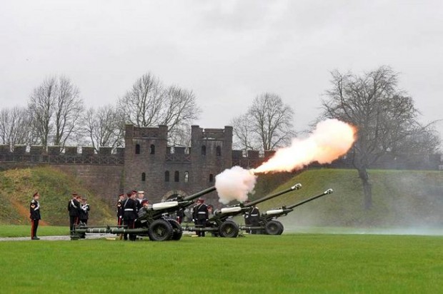 A Royal Gun Salute was held at Cardiff Castle on Saturday to mark Queen Elizabeth II's accession to the throne