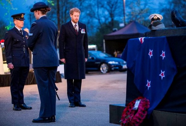 Prince Harry attended a poignant ANZAC Day service at Hyde Park Corner as dawn broke this morning.