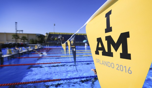 Members of the British Invictus Games swimming team get some training before their heats on the 7th of May 2016.