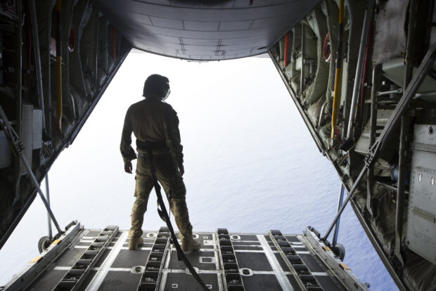 Description; An RAF Hercules from RAF Akrotiri, Cyprus assists in the search and rescue effort for the EgyptAir plane which disappeared on Thursday morning.