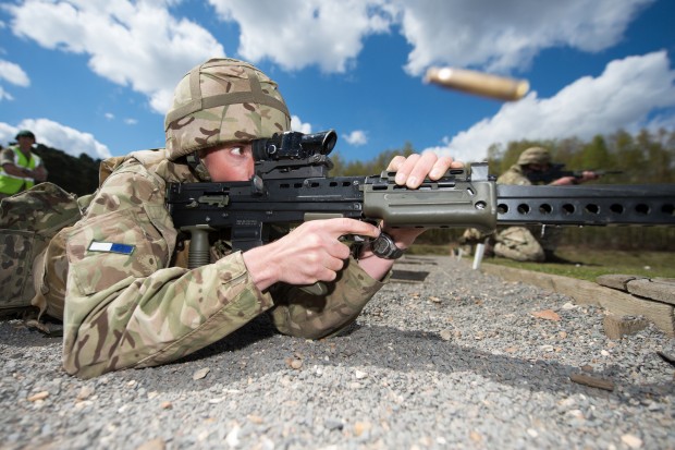  Member of the Royal Signals Team keeping his eye on the target. 10 QOGLR (Queens Own Gurkha Logistic Regiment) were the hosts, as Force Troop Command (FTC) held it's 2016 Operational Shooting Competition for the Army Reserve Units at ATC Pirbright Ranges over the weekend of 23th-24th and the Regular Army from 25th-29th April 2016. The Regulars and Reserve Units took part in Range Matches including 'Advance to Contact', 'Short Range Rural Contact', Defence Match', 'Urban Contact Match' and 'Machine Gun Match'.