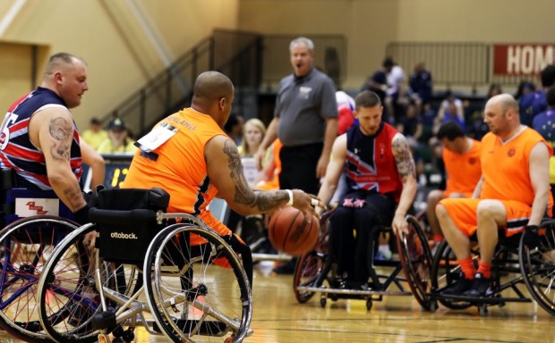 The heats for wheelchair basketball at the Invictus Games 2016 have begun, with the UK team in action in Orlando, Florida. The UK team of wounded, injured and sick personnel and veterans beat New Zealand 17:2 in the first heat on Friday. The team included serving personnel from the Army and Navy. The UK then beat the Netherlands 14:2 in the second heat. More than 500 athletes from 15 countries have gathered in Orlando for the second Invictus Games, which officially start on Sunday. Crown Copyright.