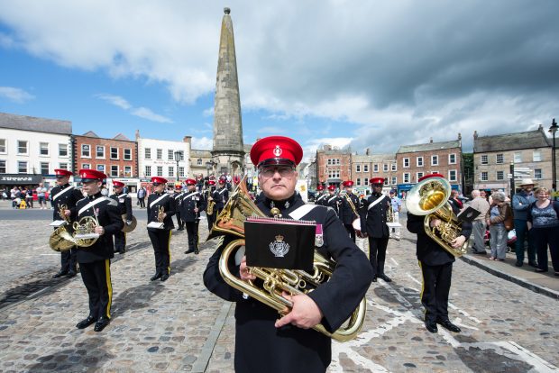 The 2nd Battalion, The Yorkshire Regiment during a Freedom Parade in Richmond Town Centre, North Yorkshire on Wednesday 22nd June 2016.