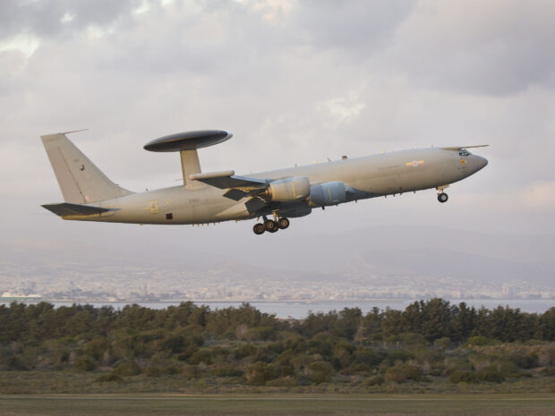 An E3D Sentry aircraft based at RAF Waddington arrives at RAF Akrotiri to provide support to counter Daesh operations. 