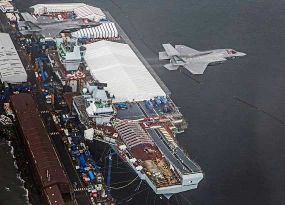 Friday 1st July 2016 marks an historic day for the UK as the future of the Royal Navy and Royal Air Force combat air fleets, the F-35B Lightning II, flew over their prospective ‘homes’; HMS Queen Elizabeth, HMS Prince of Wales in Rosyth and RAF Marham in Norfolk. Crown Copyright.