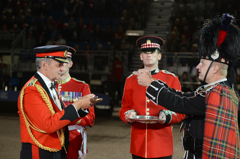 Sir Nick Houghton, outgoing Chief of the Defence Staff of the British Armed Forces and Vice Patron of The Royal Edinburgh Military Tattoo, arrived on Edinburgh Castle's Esplanade last night to be welcomed as the official Salute Taker for the final performance of 2016. 