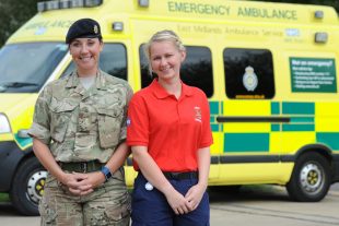 Two responders from the 'Community First Responders' from 2nd Battalion Royal Anglian regiment 