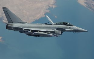 A Typhoon flies over Iraq as part of Op Shader,.