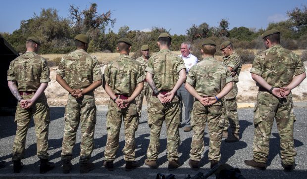 The minister for the Armed Forces, the right honourable Mike Penning visits the Cyprus Operational Support Unit (COSU), Episkopi, Cyprus. Crown Copyright.