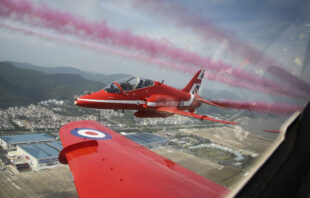 Aviation history was made by the Royal Air Force Aerobatic Team today when the Red Arrows performed a public display in China for the first time. The show takes the number of countries in which the Red Arrows have performed to 57 since 1965  the teams opening season. 