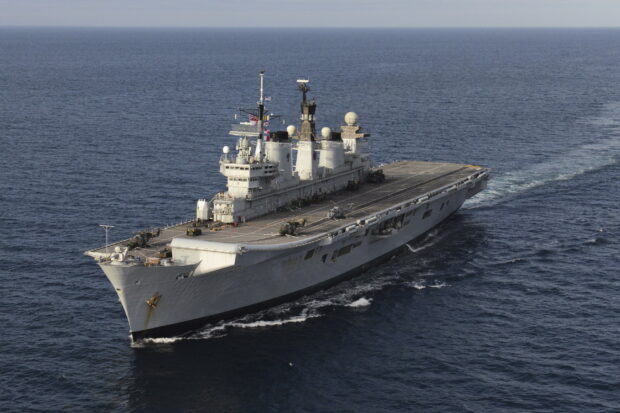 The former HMS Illustrious has departed Portsmouth to make way for her successor HMS Queen Elizabeth.