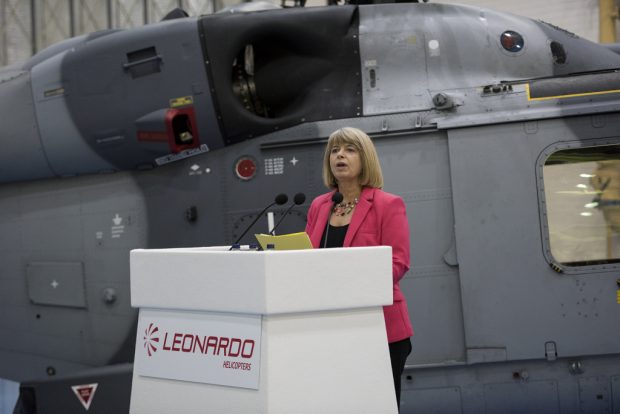 Minister for Defence Procurement Harriett Baldwin MP announces the £271 million deal with Leonardo Helicopters to continue to support Wildcat helicopters.