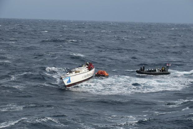 HMS DRAGON RESCUES STRICKEN YACHT