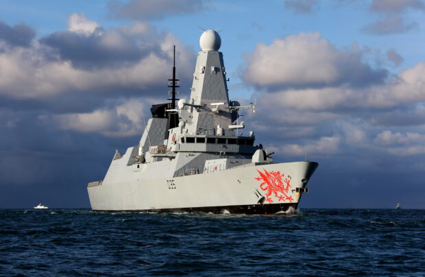 Fleet Ready Escort (FRE) tasking in the English Channel, where she is currently observing 2 Russian Sviyazhsk class corvettes, as the replenish at sea with one of their Goryn class tugs. The type 45 destroyer intercepted the RFN Zeleni Dol (602) and RFN Serpukhov (603) as they entered the Channel, having completing operations against Syria in the Mediterranean, Dragon has now been re-tasked on further operations. Pictured is HMS Dragon as she observes the Russian units RFN Zeleni Dol and Goryn Tug Images By L(PHOT) Dave Jenkins, Royal Navy