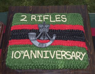 A cake made to celebrate The Rifles' 10th Anniversary on 1 February.