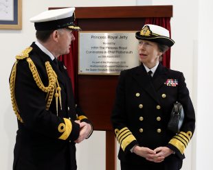 THE PRINCESS ROYAL NAMES NEW JETTY FOR NAVY'S GIANT AIRCRAFT CARRIERS