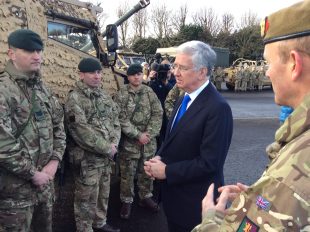 Defence Secretary Sir Michael Fallon visited Edinburgh University's Officer Training Corps, and met soldiers from various Scotland-based British Army units. Crown Copyright.