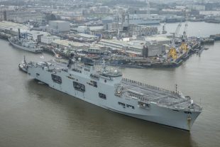 HMS Ocean has returned to Plymouth Dockyard after being deployed overseas. Crown copyright.