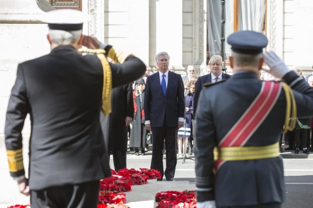 Defence Secretary Sir Michael Fallon and Foreign Secretary Boris Johnson lay wreaths at the Cenotaph to mark Anzac Day.