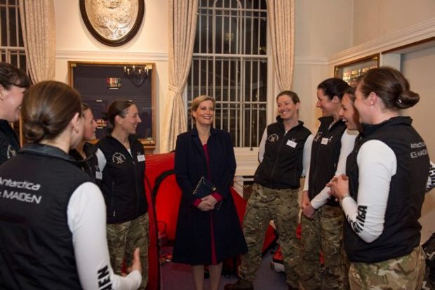 Five British Army women of the Ice Maiden team meet with HRH The Countess of Wessex.