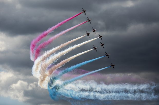 The Red Arrows at the Royal International Air Tattoo 2017, held at RAF Fairford between 14-16th July. Crown Copyright.