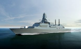 Computer Generated Image of the future Type 26 Global Combat Ship for the Royal Navy. Crown Copyright.