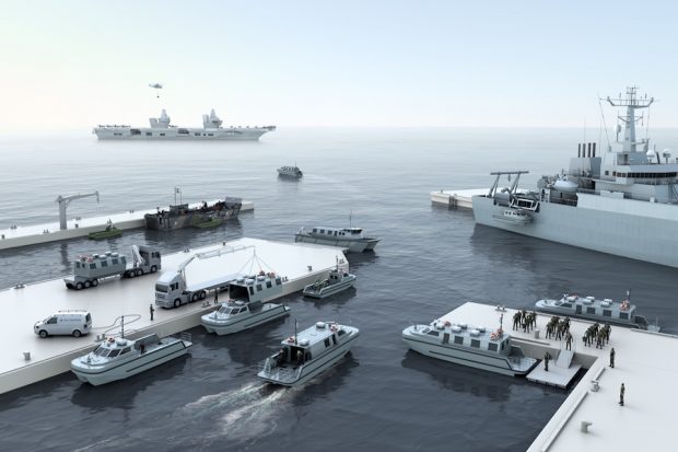 Concept image of the new Royal Navy workboats in use.