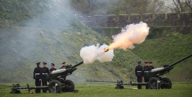 A Royal Gun Salute took place on Saturday (April 21) to celebrate Her Majesty Queen Elizabeth IIs birthday. Today The King's Troop Royal Horse Artillery and The Honourable Artillery Company will each fire celebratory Royal Salutes at 2pm. Crown copyright.