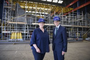 Defence Secretary Gavin Williamson with his Australian counterpart Marise Payne, at the BAE Systems Clyde Shipyard in Scotland. The Scottish shipyard building the Royal Navy's new Type 26 frigates, after Australia chose the British-designed ships for its own Navy last month.