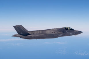 Pictured is one of the second batch of UKs F-35B Lightning jets to be flown to the UK.