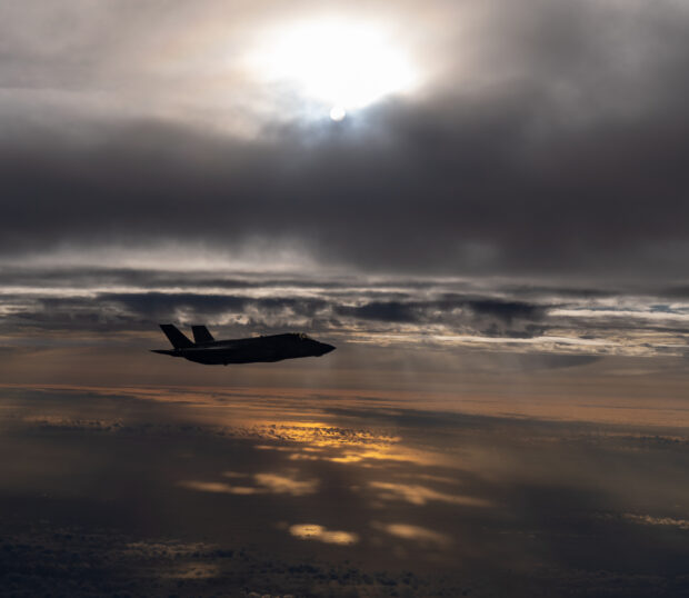 Pictured is one of the second batch of UKs F-35B Lightning jets to be flown to the UK. Crown copyright.