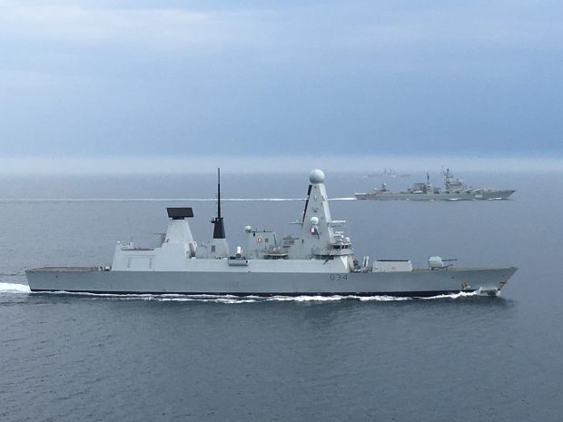 Type 45 destroyer HMS Diamond shadowed two Russian warships overnight as they passed through the English Channel.